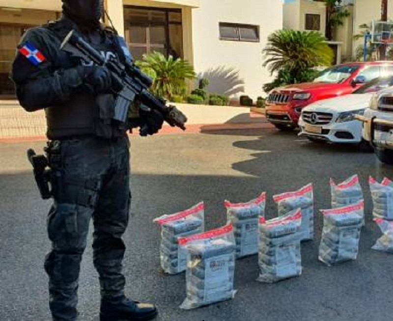 Vista de la droga ocupada por las autoridades. (PRENSA DNCD)