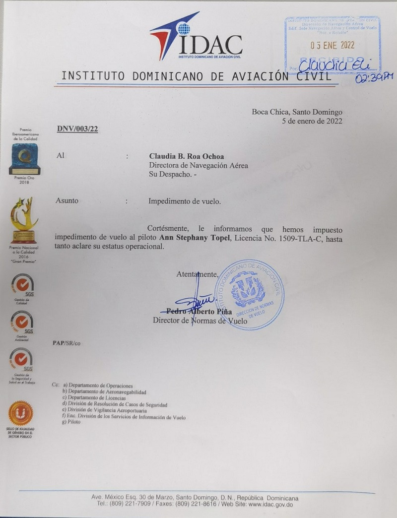 Carta de la DNV