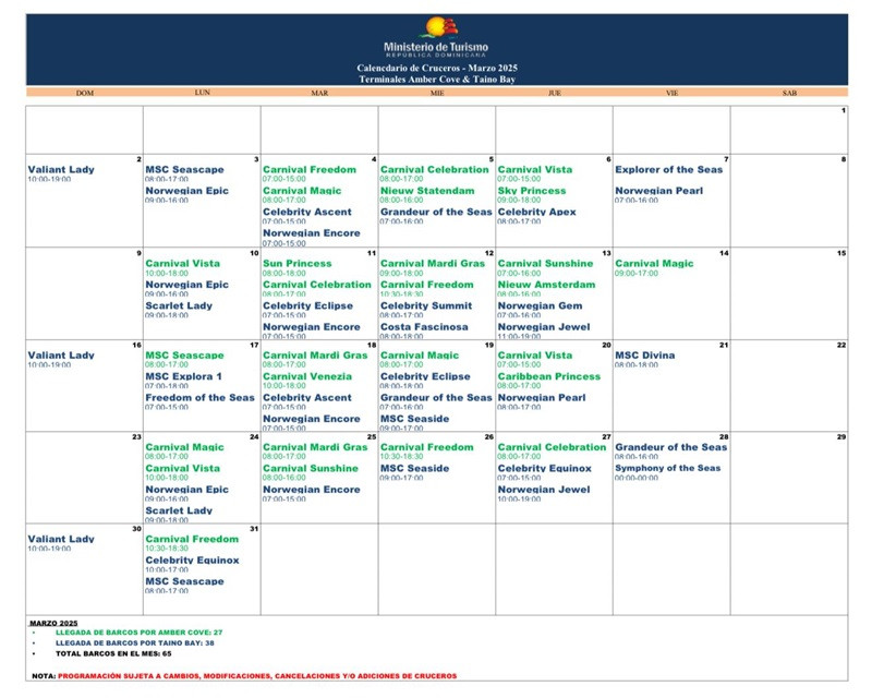 Programacion de cruceros